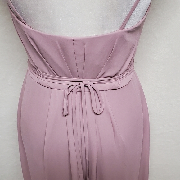 David's Bridal Quartz Lilac Georgette Double Maxi Wrap Bridesmaid Dress 6 - Picture 10 of 16